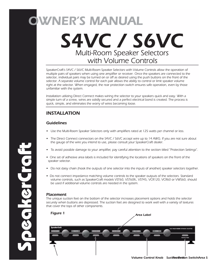 Page 1 of the manual User Manual SpeakerCraft S6VC
