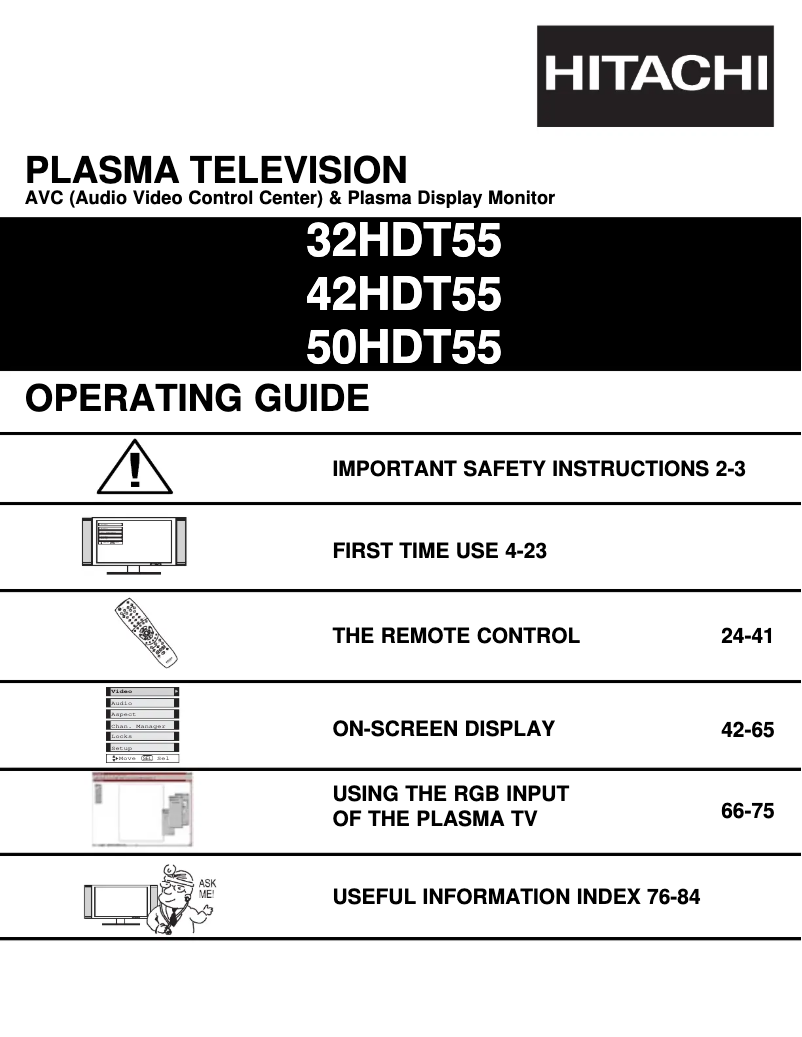 Page 1 of the manual User Manual Hitachi 42HDT55