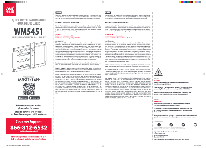 Page 1 of the manual User Manual One for all WM 5451