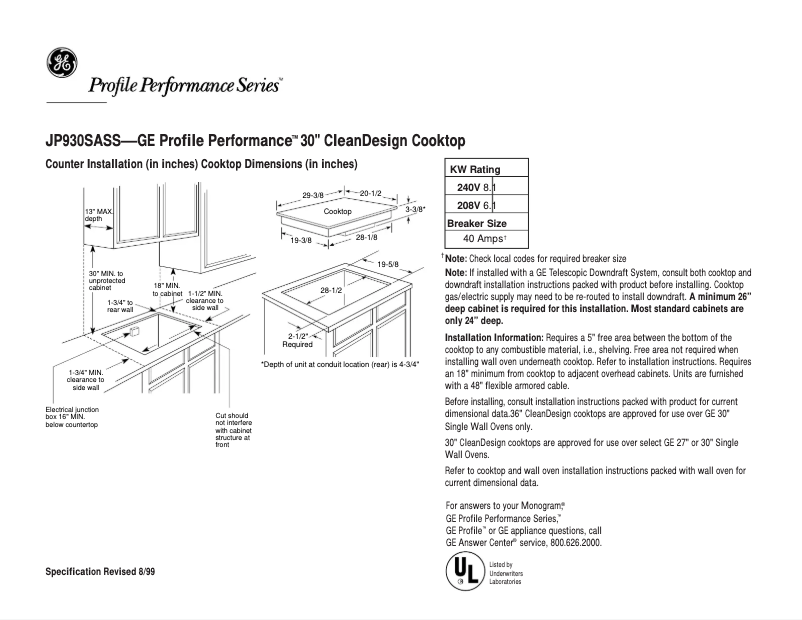 First page image of the manual for Profile Performance JP930SASS