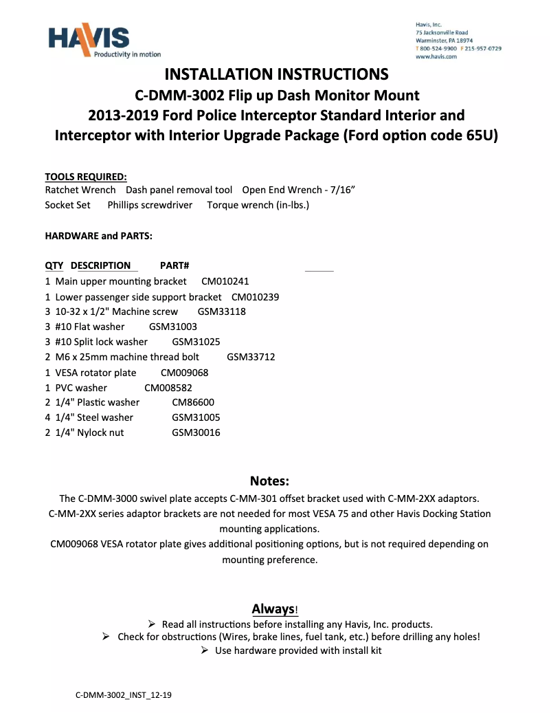 Image de la première page du manuel de l'appareil C-DMM-3002