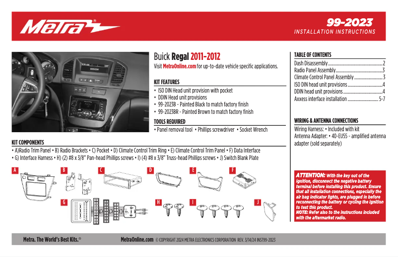 First page image of the manual for 99-2023B