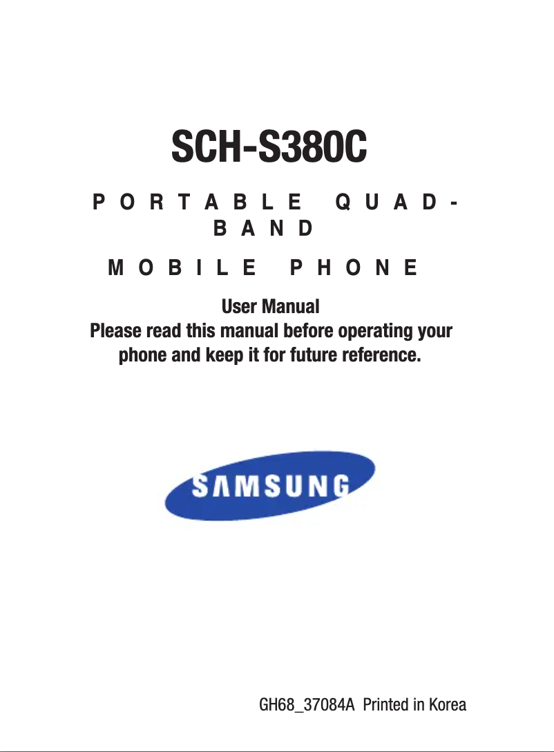 First page image of the manual for SCH-S380C