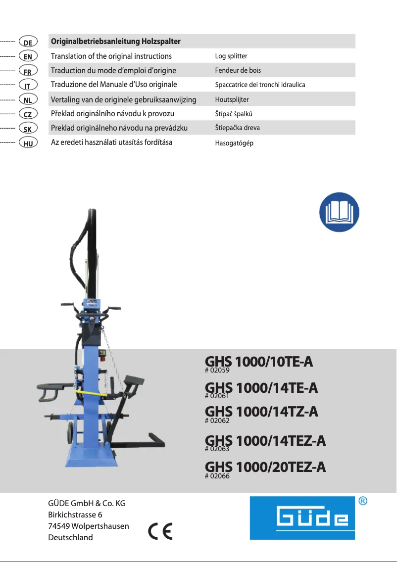 First page image of the manual for GHS 1000/14TEZ-A