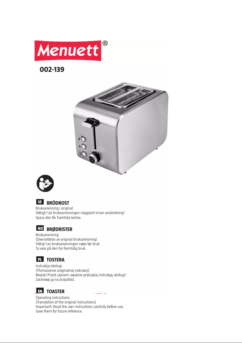 First page image of the manual for 002-139