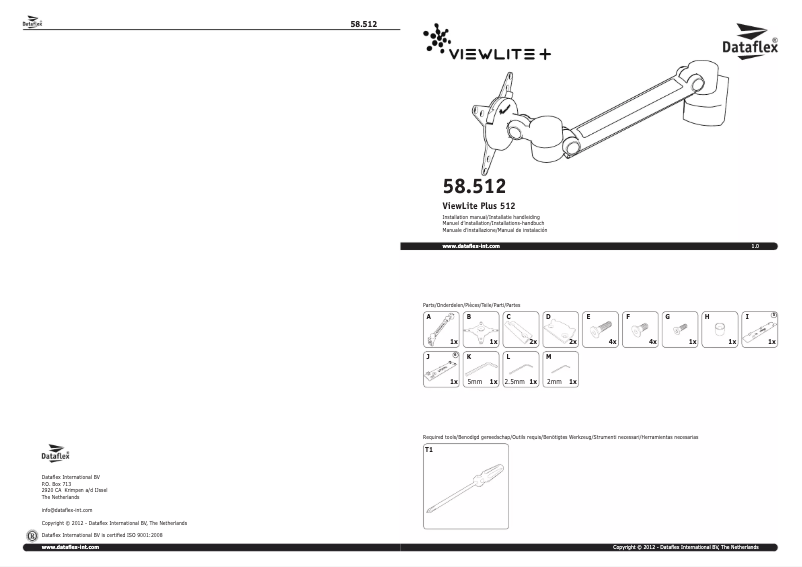 Page 1 of the manual User Manual Dataflex ViewLite Plus Monitorarm 512