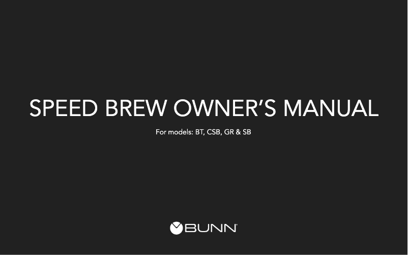 Image de la première page du manuel de l'appareil Speed Brew CSB2B