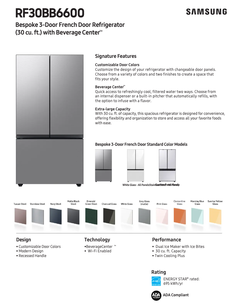 First page image of the manual for RF30BB6600QLAA
