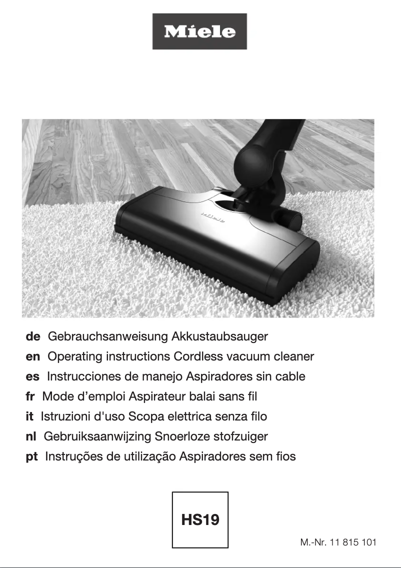 Page 1 of the manual User Manual Miele Triflex HX1 Facelift
