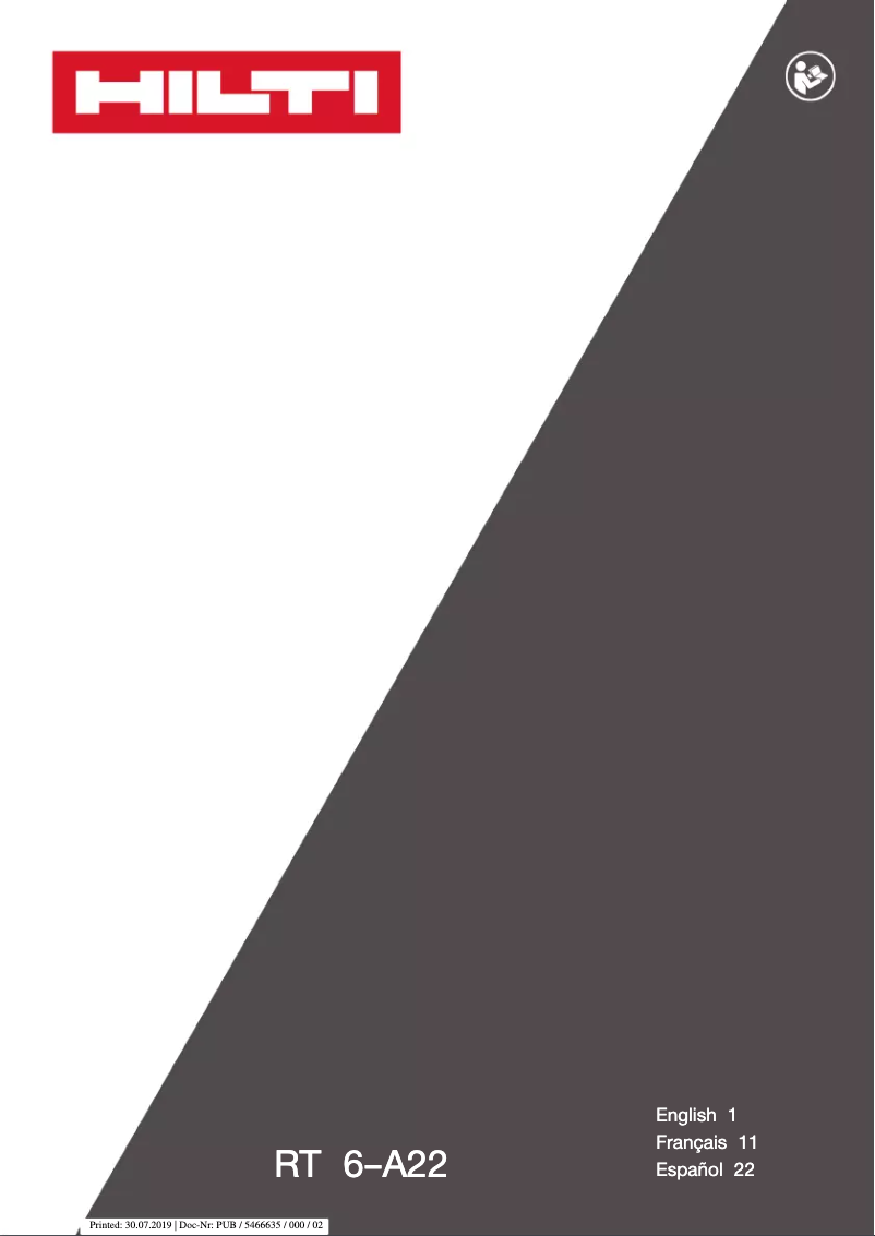 First page image of the manual for RT 6-A22