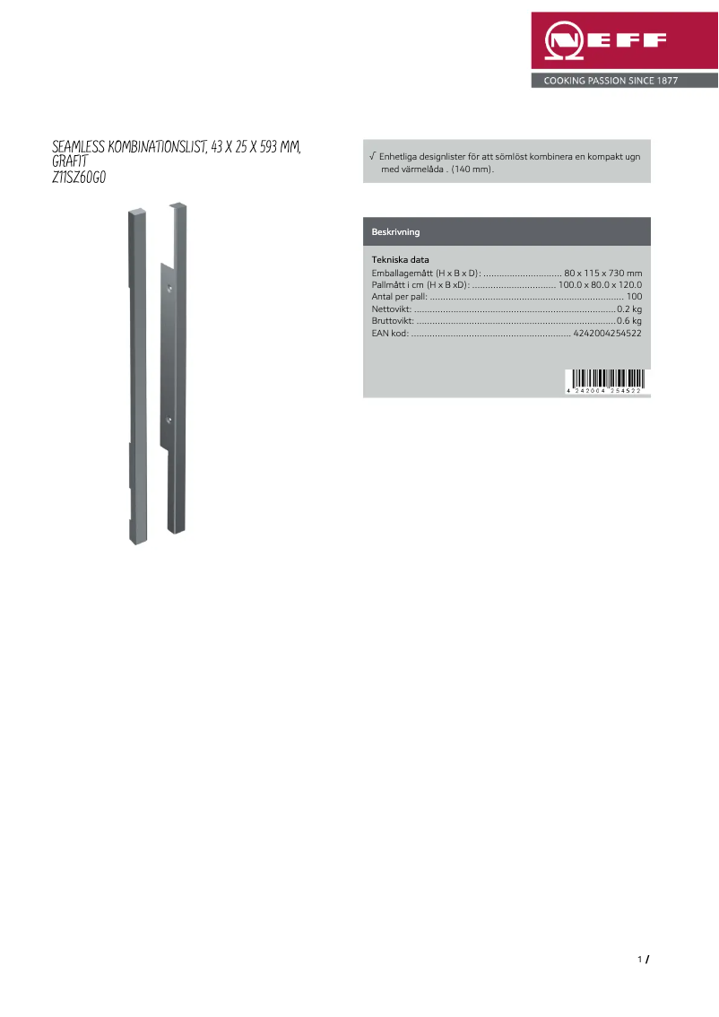 Page 1 of the manual User Manual Neff Z11SZ60G0