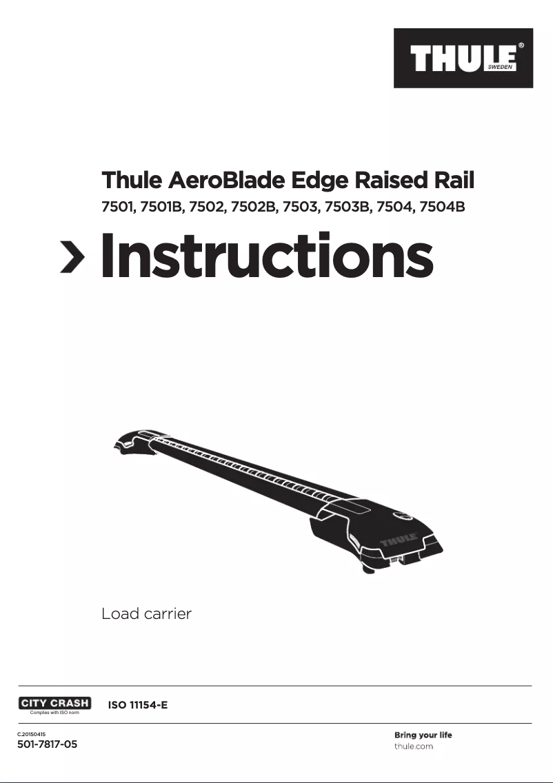 Page 1 of the manual User Manual Thule AeroBlade Edge 7501B
