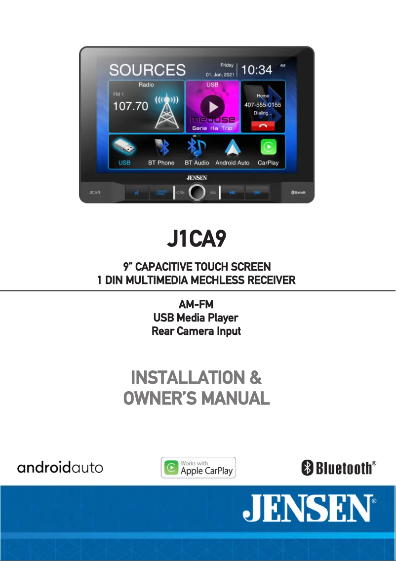 Page 1 of the manual User Manual Jensen J1CA9