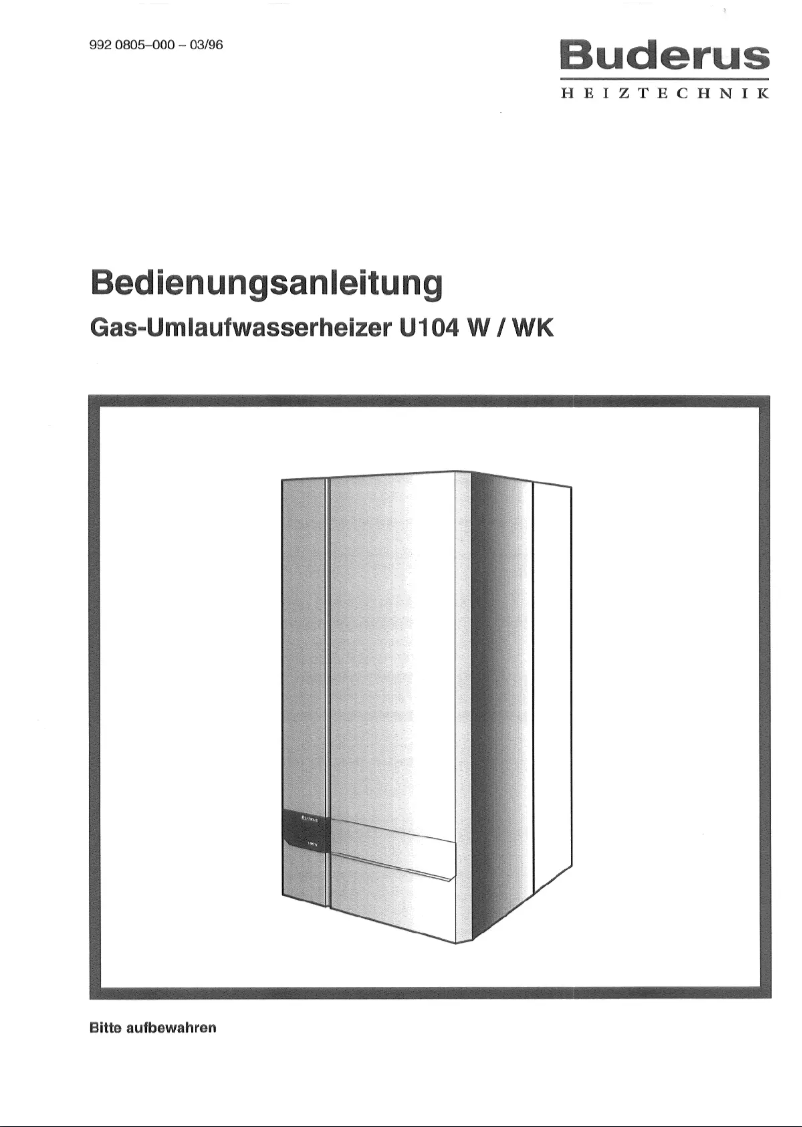 Page 1 de la notice Manuel utilisateur Buderus U104 WK