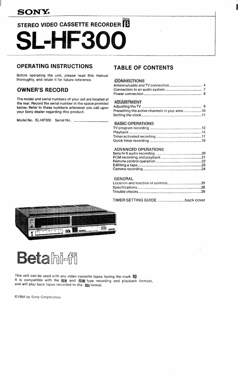 First page image of the manual for SL-HF300