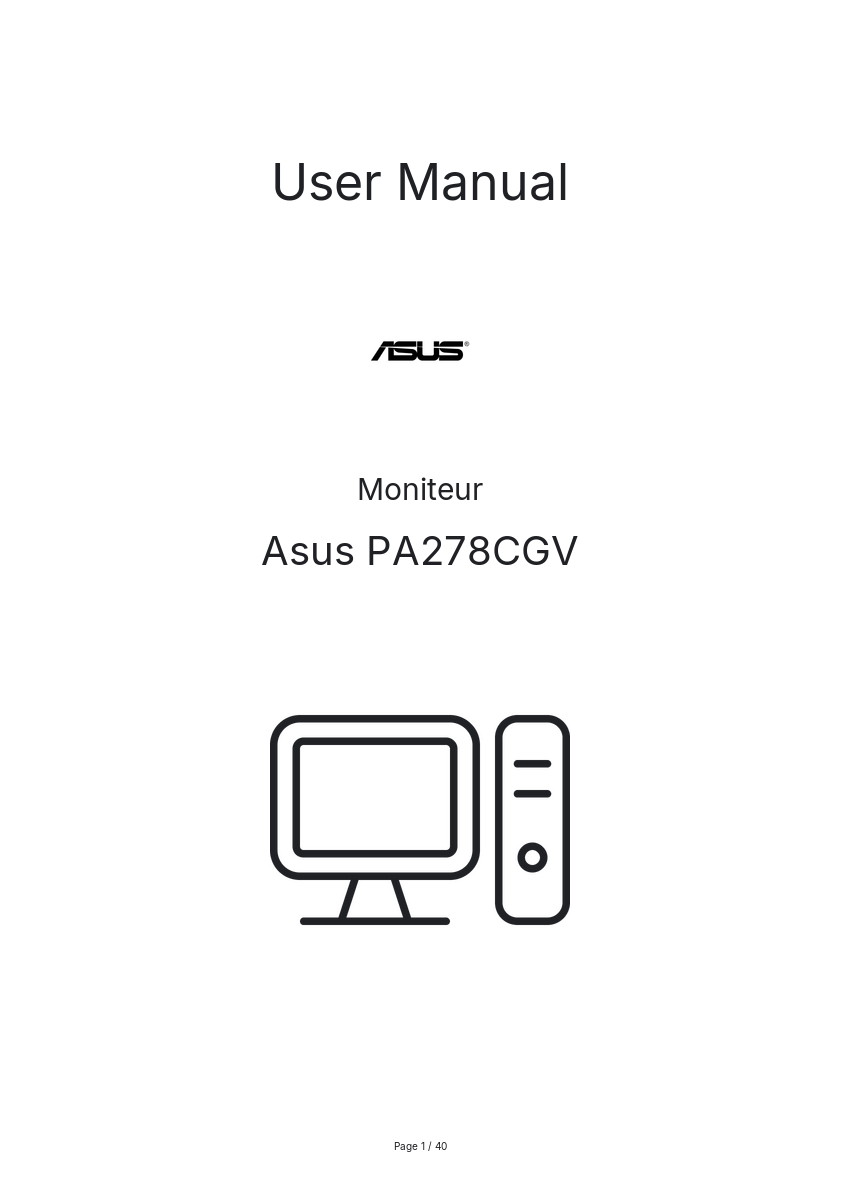 First page image of the manual for PA278CGV