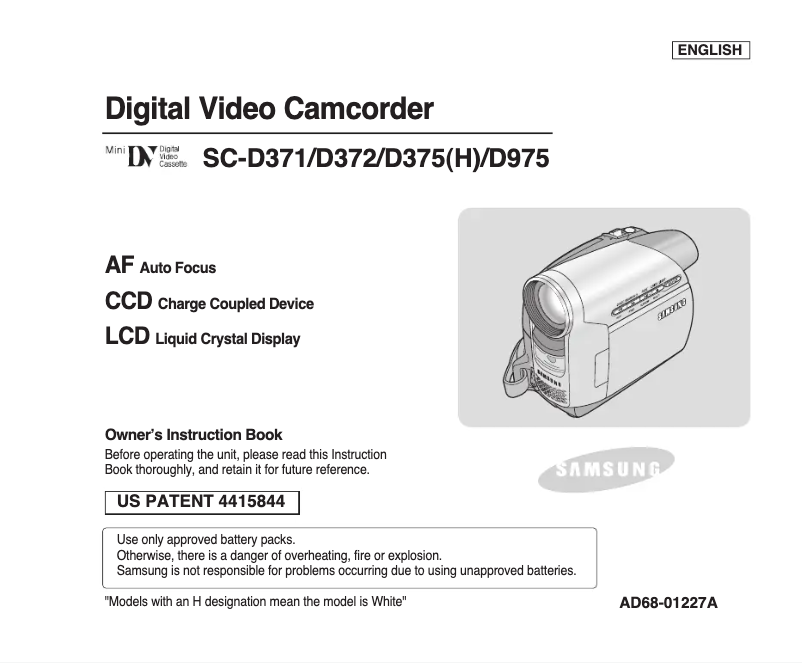 First page image of the manual for SC-D975