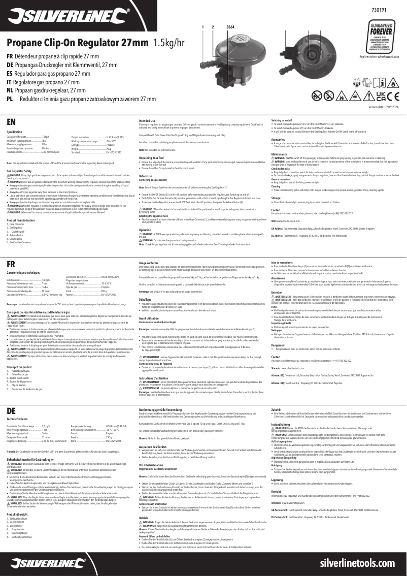 First page image of the manual for 730191