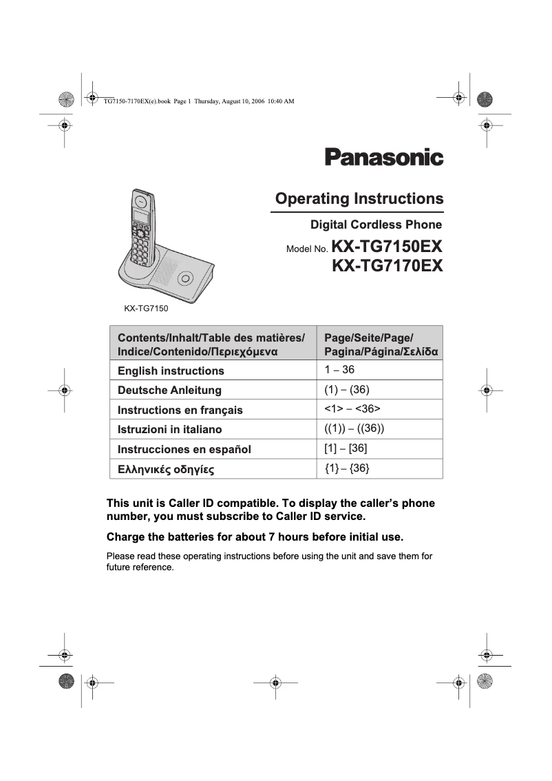 Page 1 of the manual User Manual Panasonic KX-TG7150