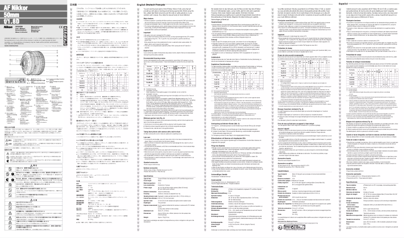 First page image of the manual for AF-D 50mm f/1.8