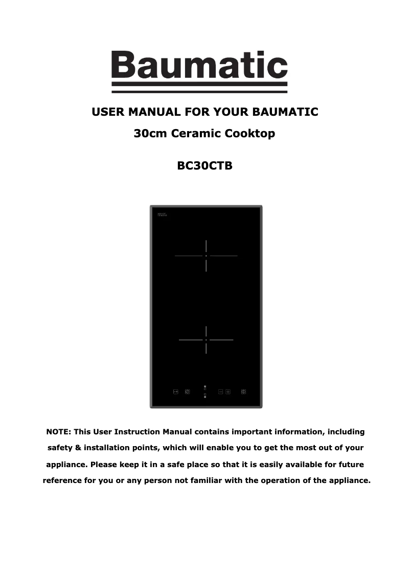 First page image of the manual for BC30CTB