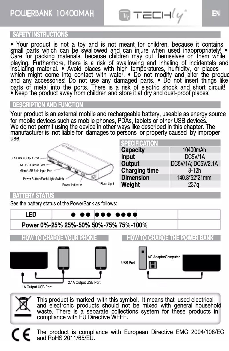 Image de la première page du manuel de l'appareil LiPo 10400mAh