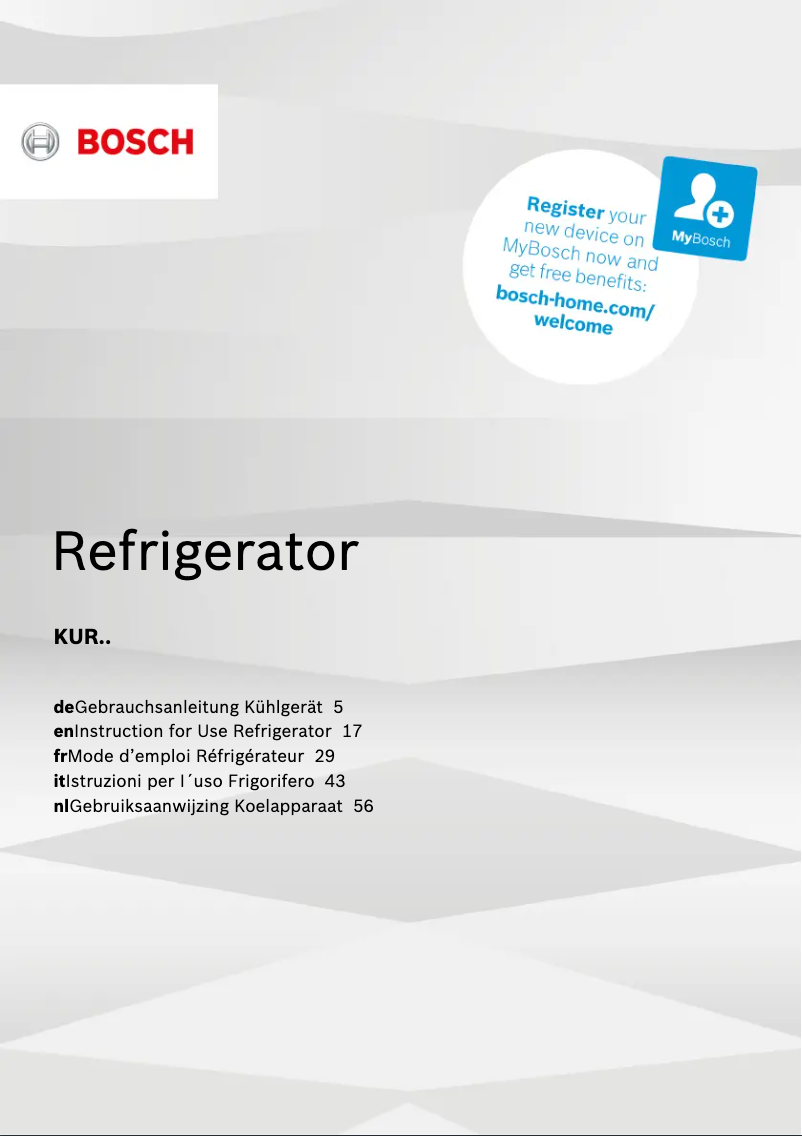 Page 1 of the manual User Manual Bosch KUR15A60