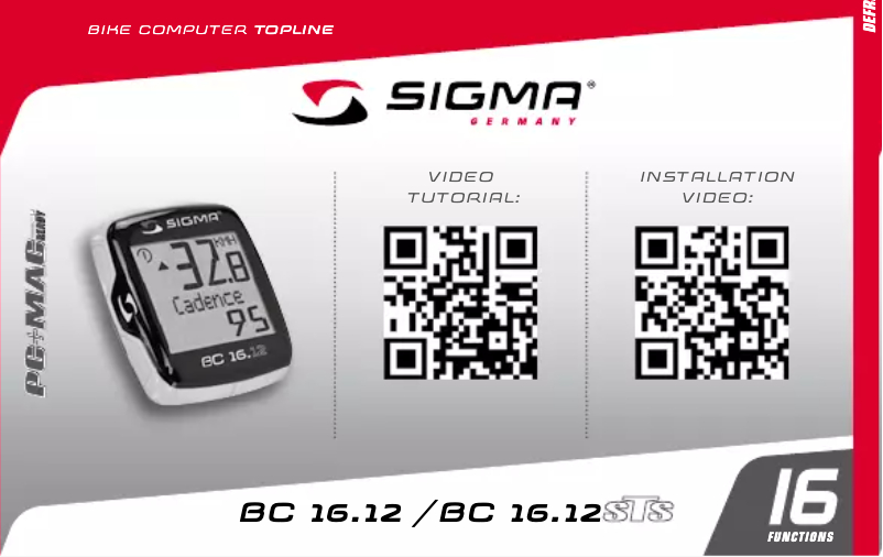 Page 1 of the manual User Manual Sigma BC 16.12 STS CAD
