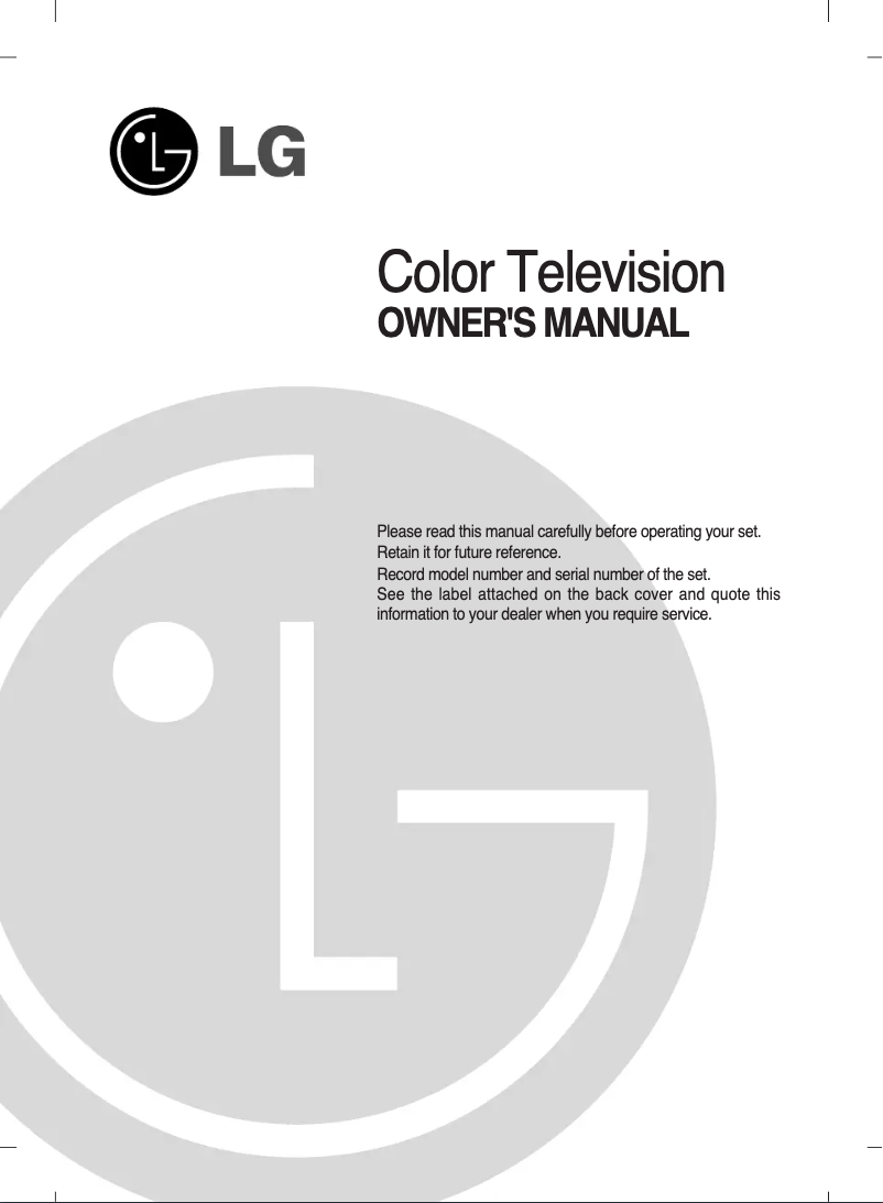 First page image of the manual for 21FU6TLG