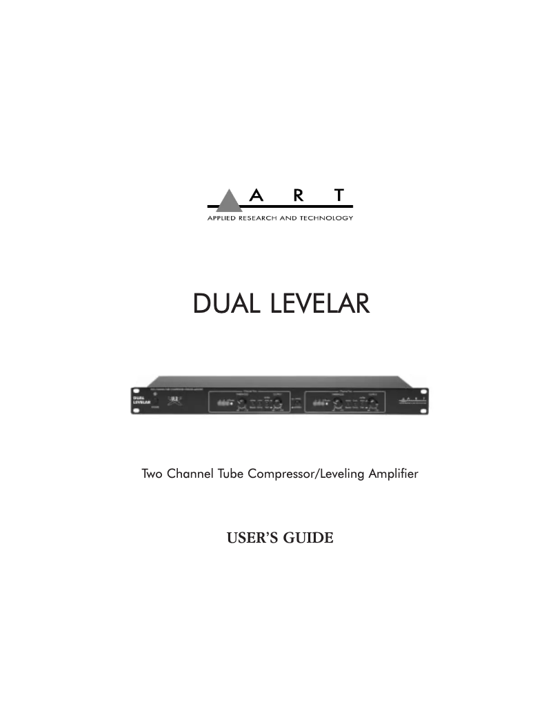 Page 1 of the manual User Manual ART Dual Levelar