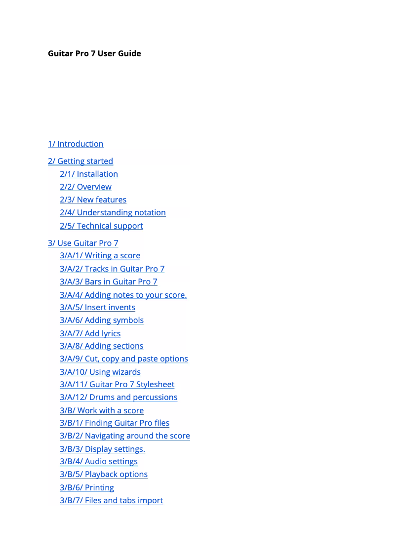 Page 1 of the manual User Manual Arobas Music Guitar Pro 7
