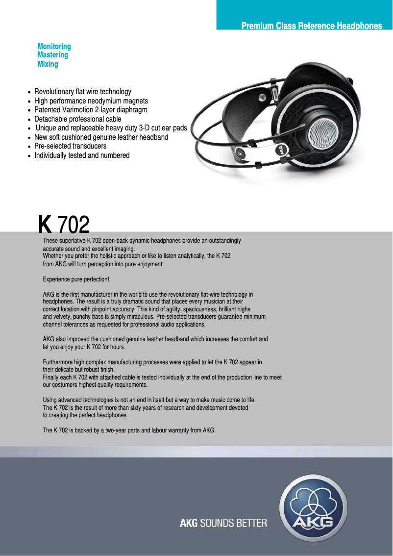 First page image of the manual for K702