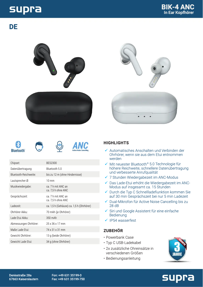 First page image of the manual for BIK-4ANC