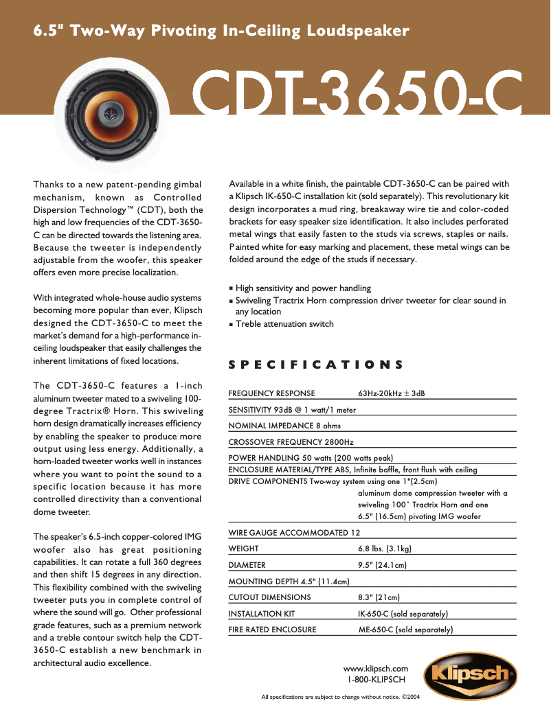 First page image of the manual for CDT-3650-C