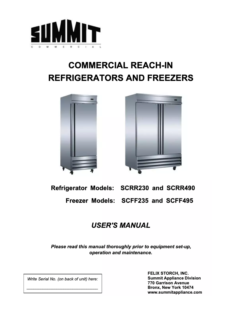 Page 1 of the manual User Manual Summit SCRR490
