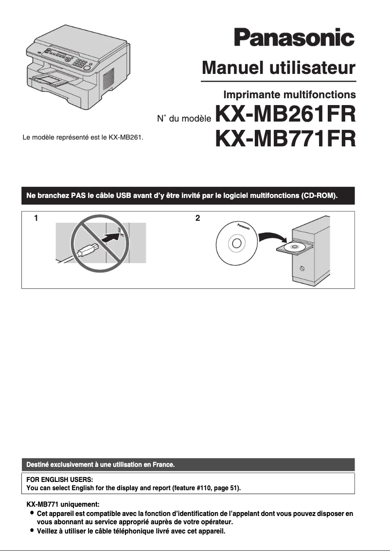 First page image of the manual for KX-MB771FR