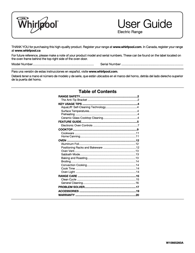 First page image of the manual for WEE730H0DW