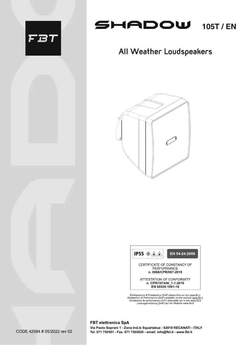 First page image of the manual for SHADOW 105T