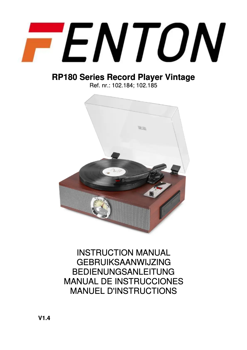 First page image of the manual for RP180