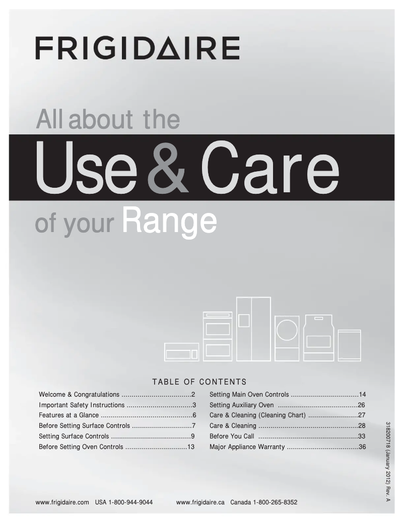 Page 1 of the manual User Manual Frigidaire FFEF4005LW