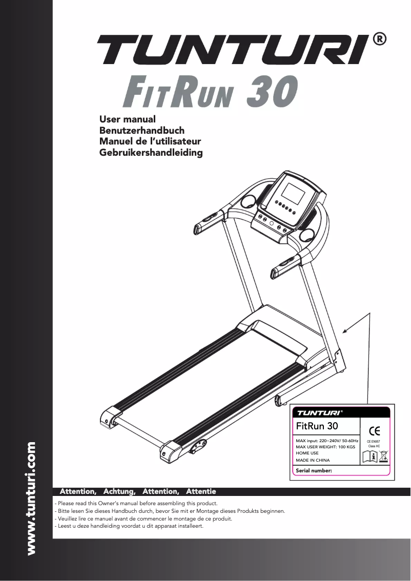 Page 1 of the manual User Manual Tunturi FitRun 30i