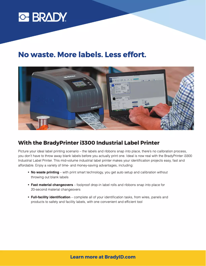 Page 1 of the manual Technical Sheet Brady BradyPrinter i3300