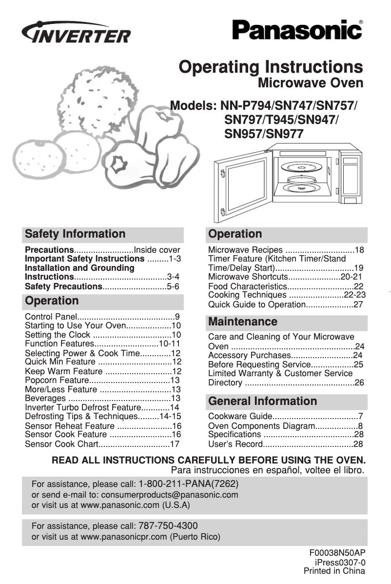 Page 1 of the manual User Manual Panasonic NN-SN747