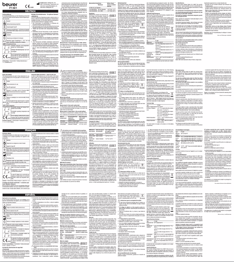 Page 1 of the manual Use and Maintenance Manual Beurer FT 09
