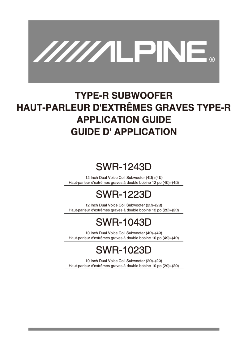 Page 1 of the manual User Manual Alpine SWR-1223D