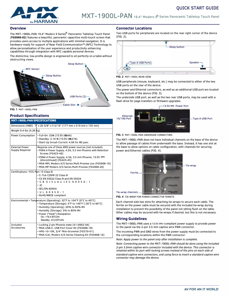 First page image of the manual for MXT-1900L-PAN