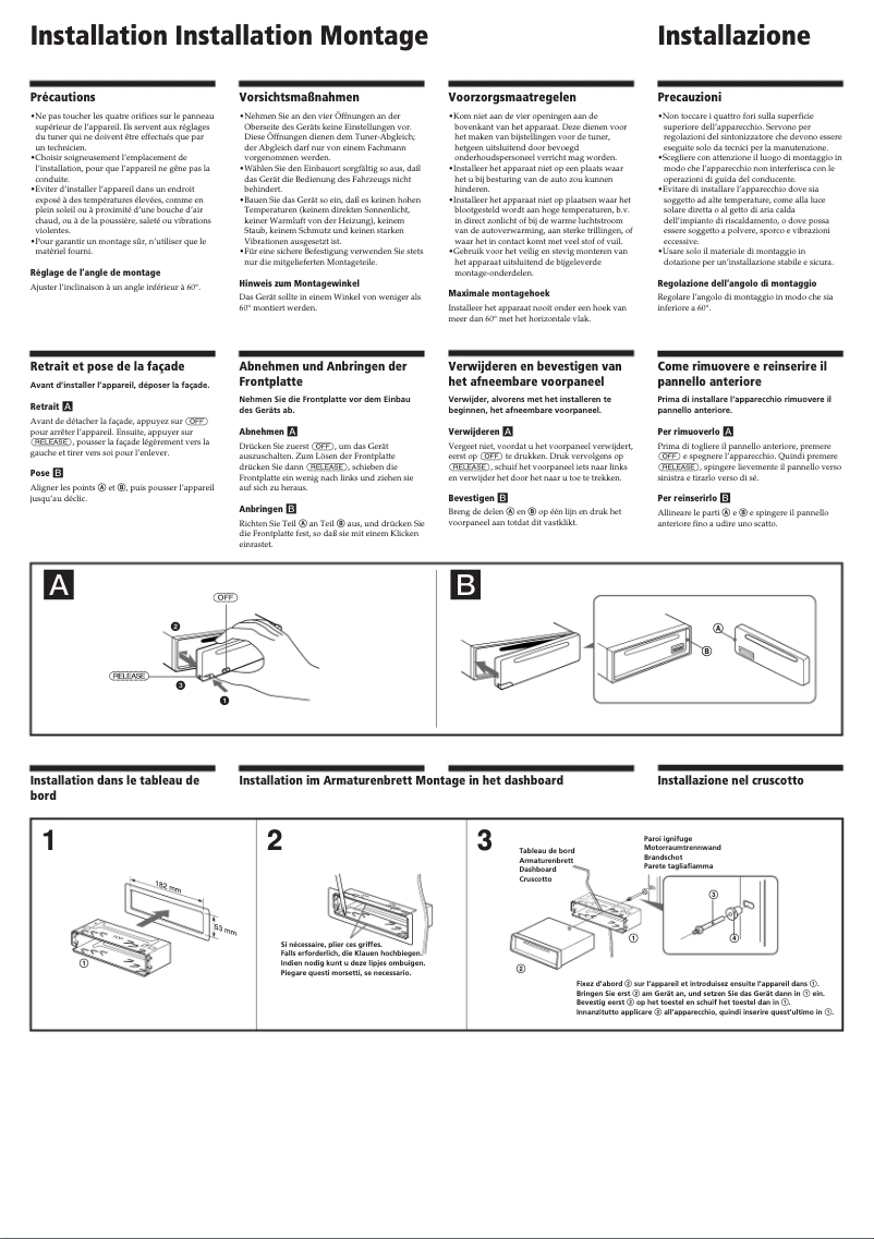 Page 1 of the manual Installation Guide Sony CDX-4180RV