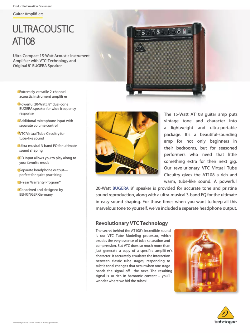 Image de la première page du manuel de l'appareil Ultracoustic AT108