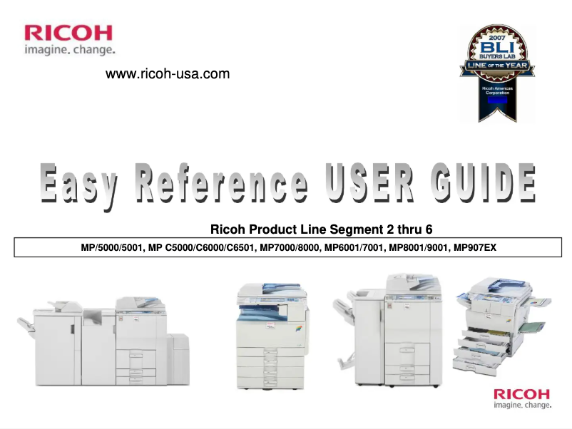 Page 1 of the manual User Manual Ricoh MP907EX
