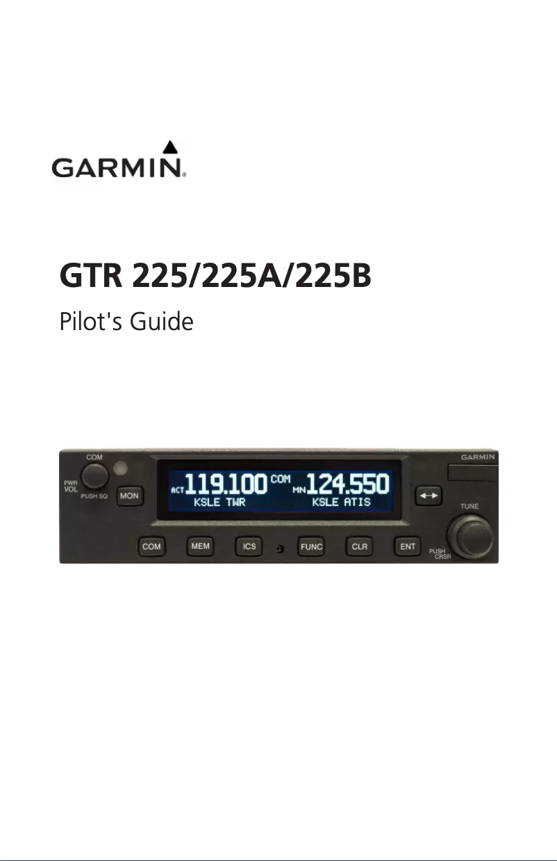 Page 1 of the manual User Manual Garmin GTR 225